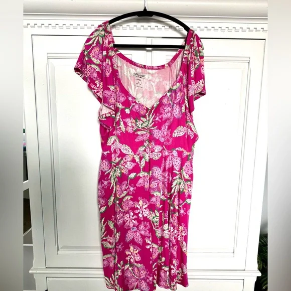 torrid Pink Floral Fit-and-Flare Mini Dress - Picture 2 of 3